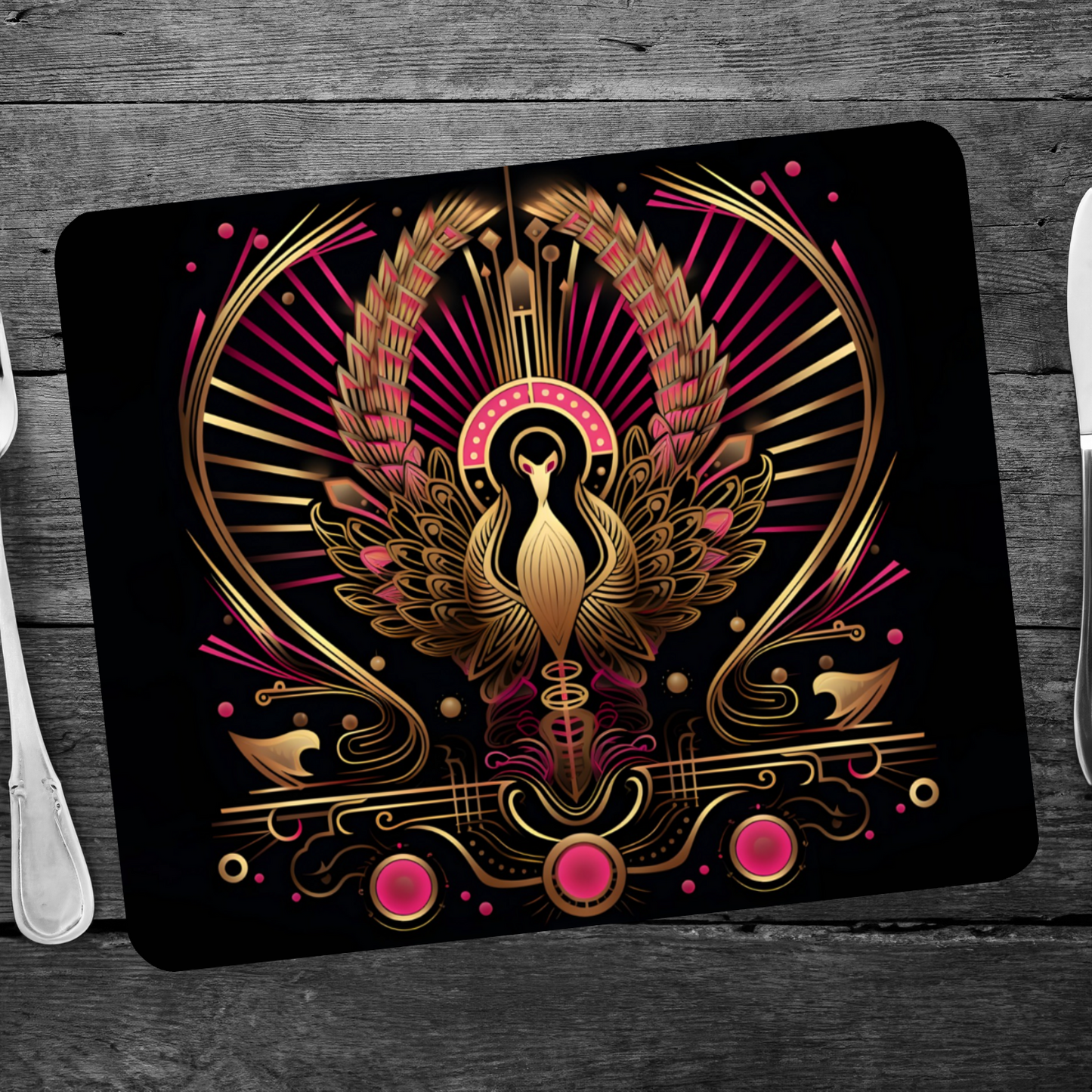 Celestial Aviary Art Deco Design 1 Wooden Placemat