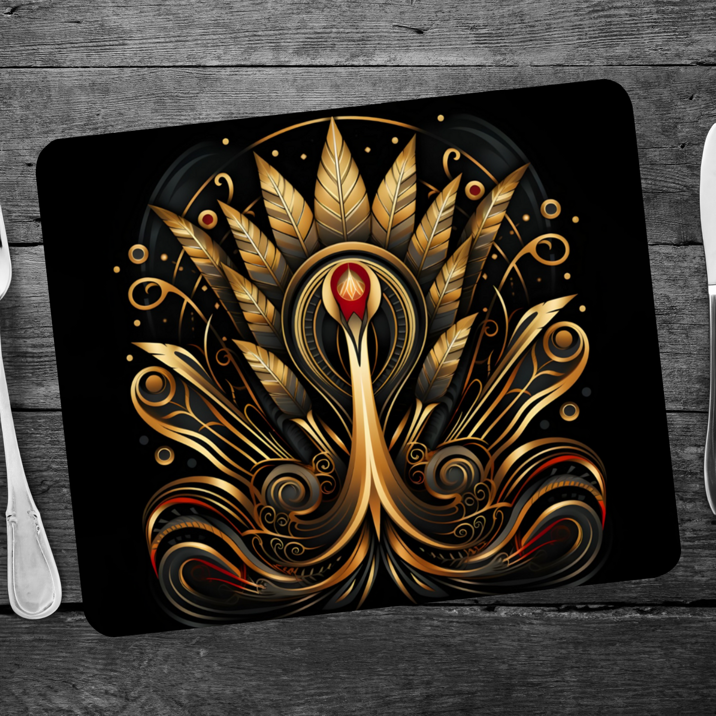 Celestial Aviary Art Deco Design 2 Wooden Placemat