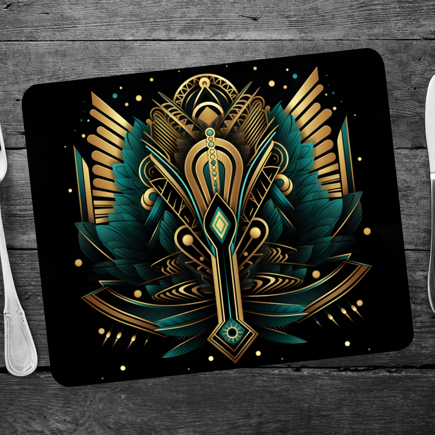 Celestial Aviary Art Deco Design 3 Wooden Placemat