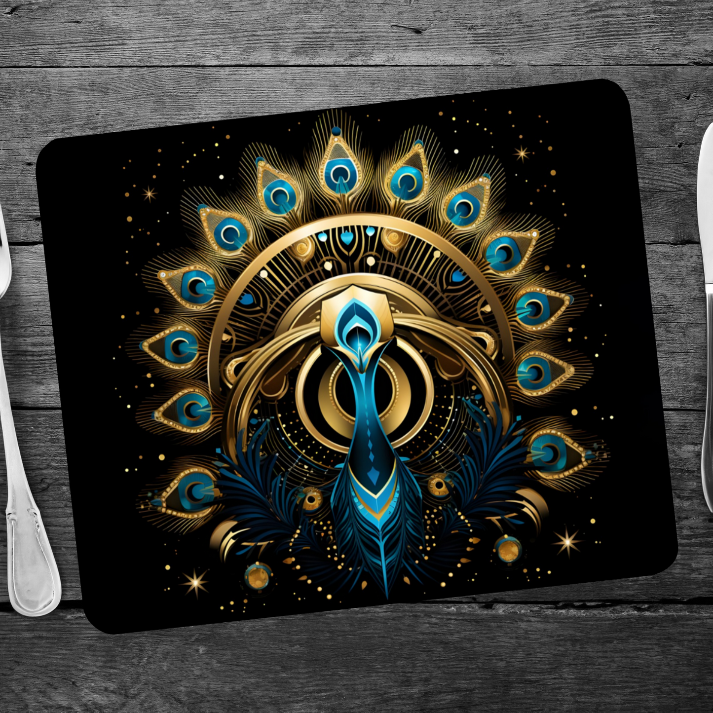 Celestial Aviary Art Deco Design 4 Wooden Placemat