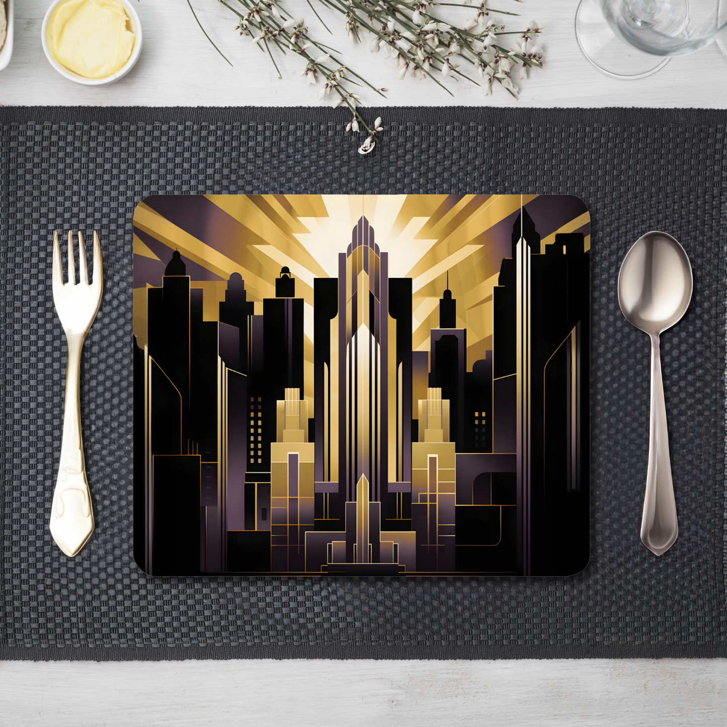Urban Horizons Art Deco Design 3 Wooden Placemat