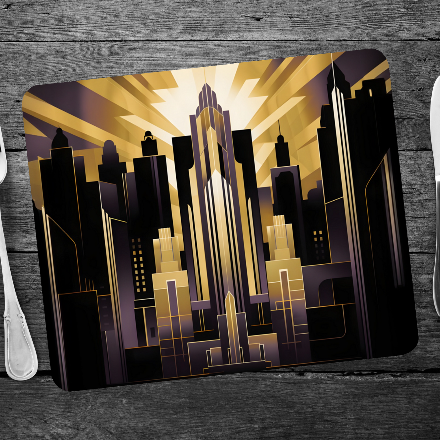 Urban Horizons Art Deco Design 3 Wooden Placemat