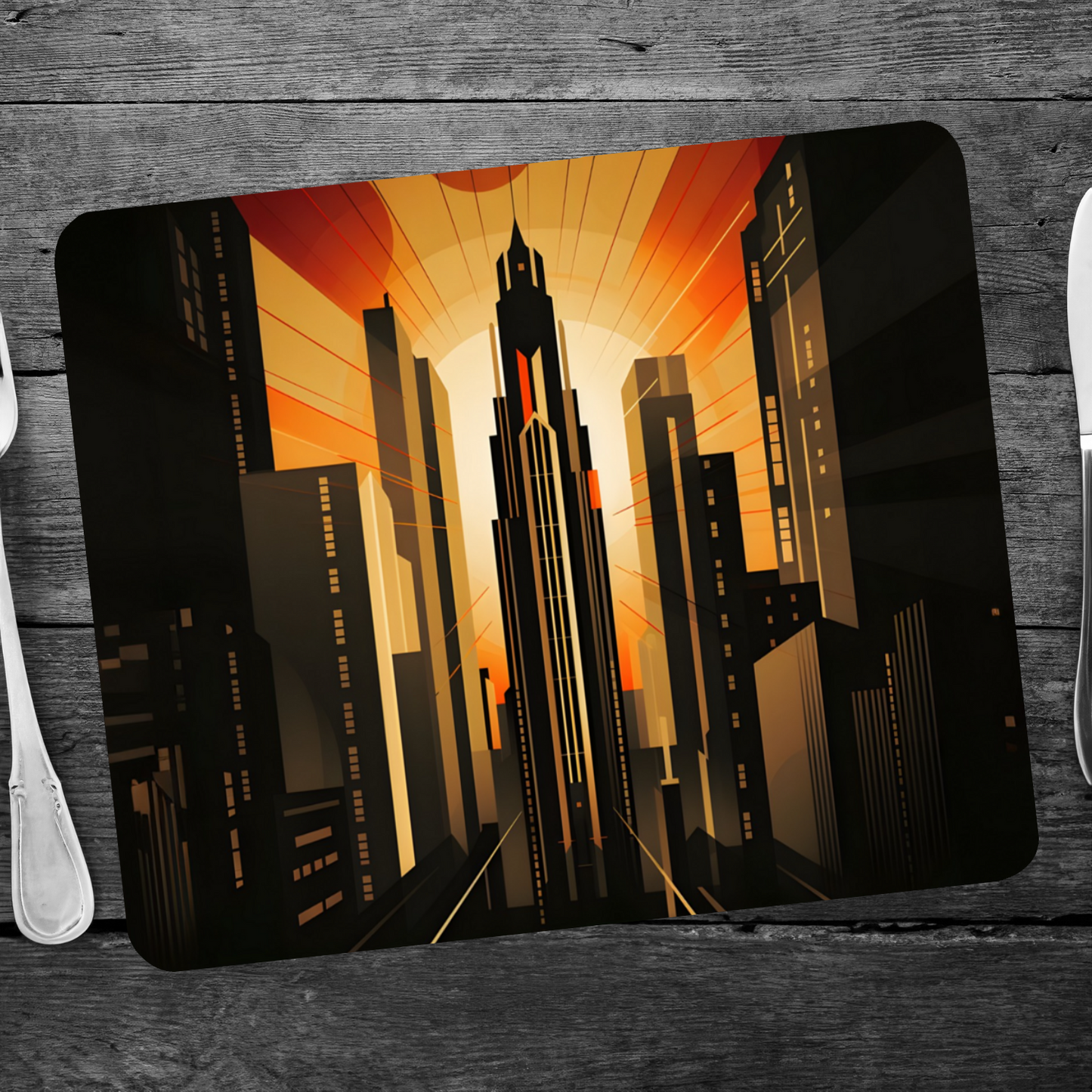 Urban Horizons Art Deco Design 4 Wooden Placemat