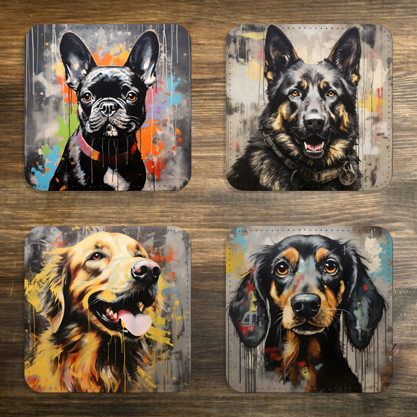 Canine Chromatics Set Of 4 PU Leather Coasters