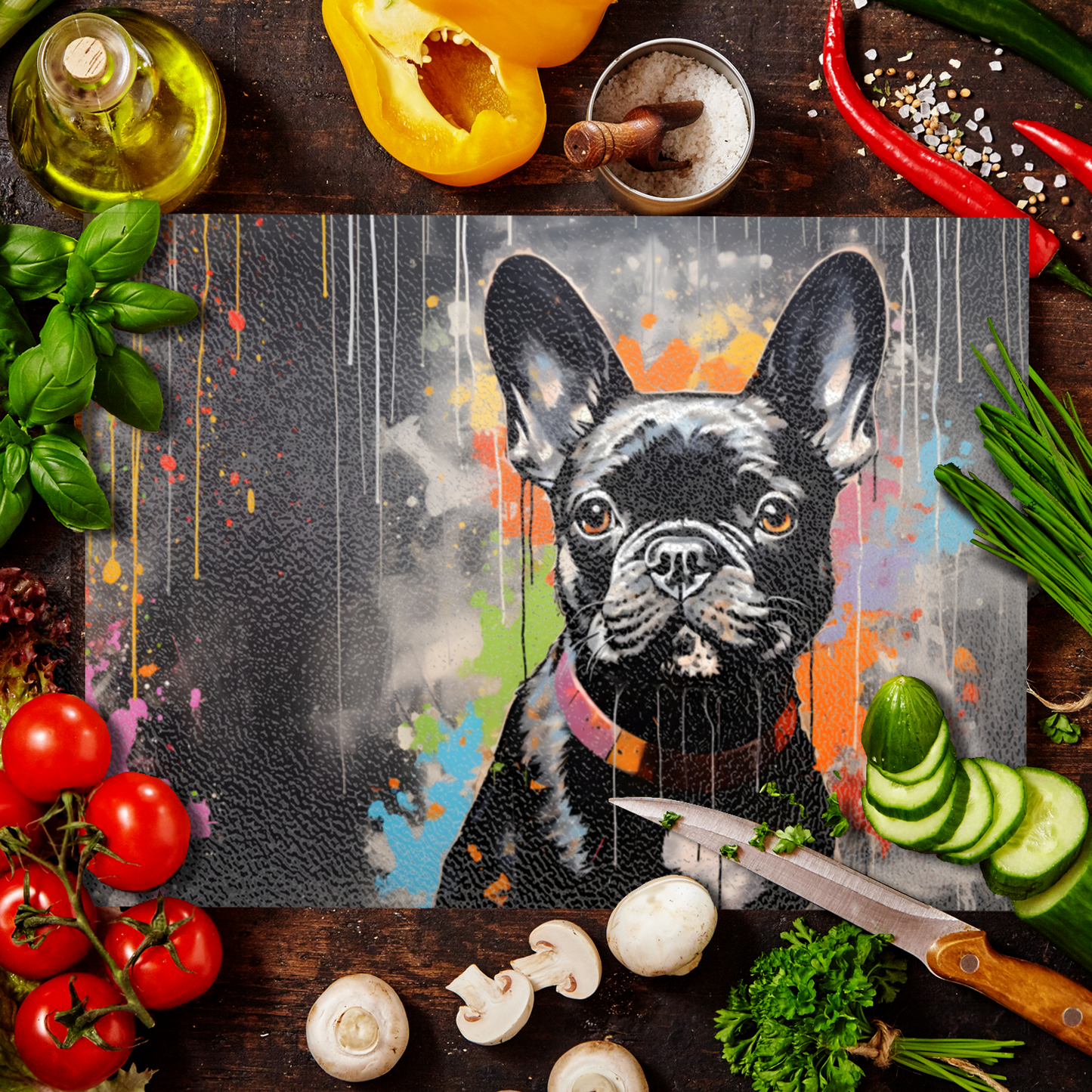 Frenchie Fizz Textured Glass Chopping Boards