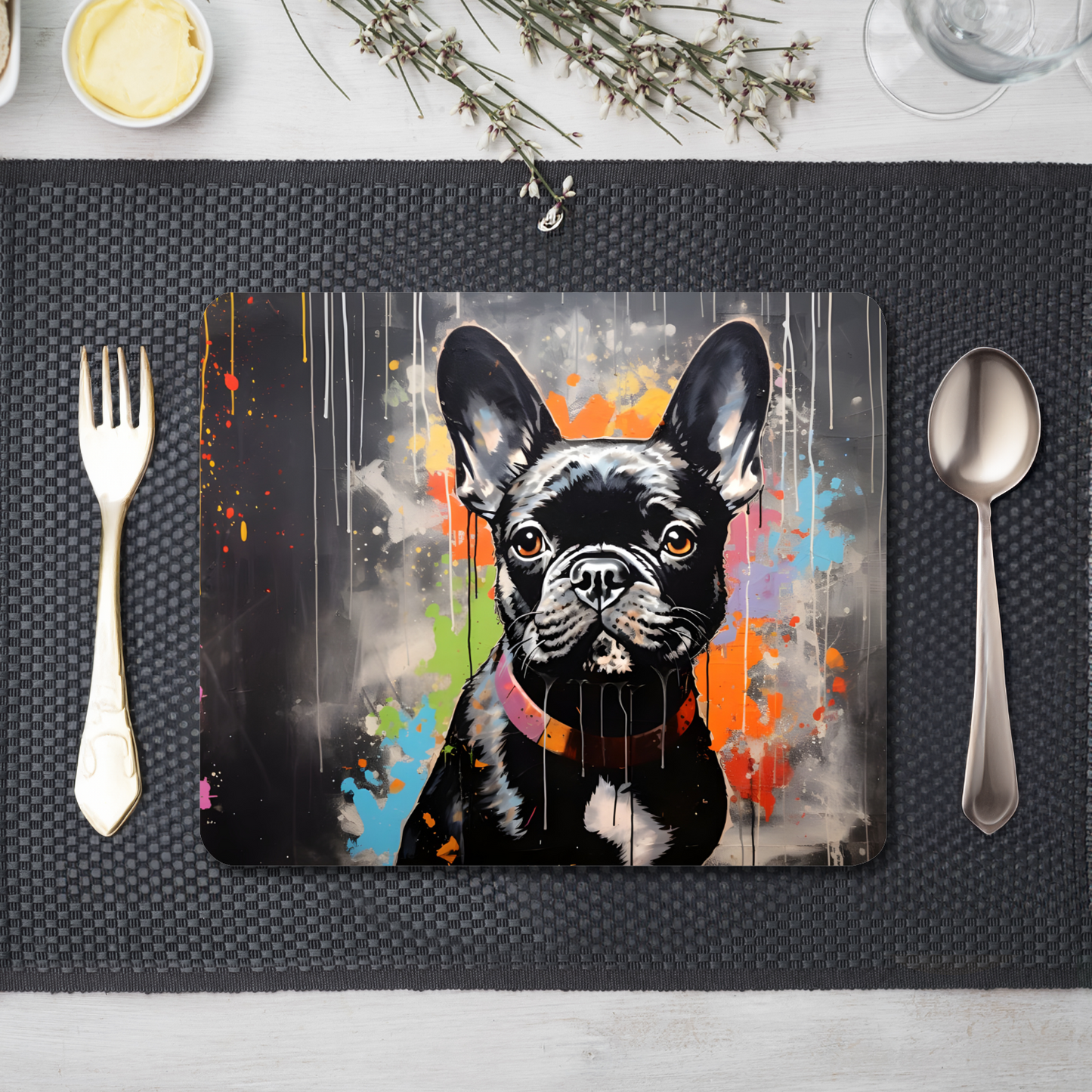 Frenchie Fizz Wooden Placemat