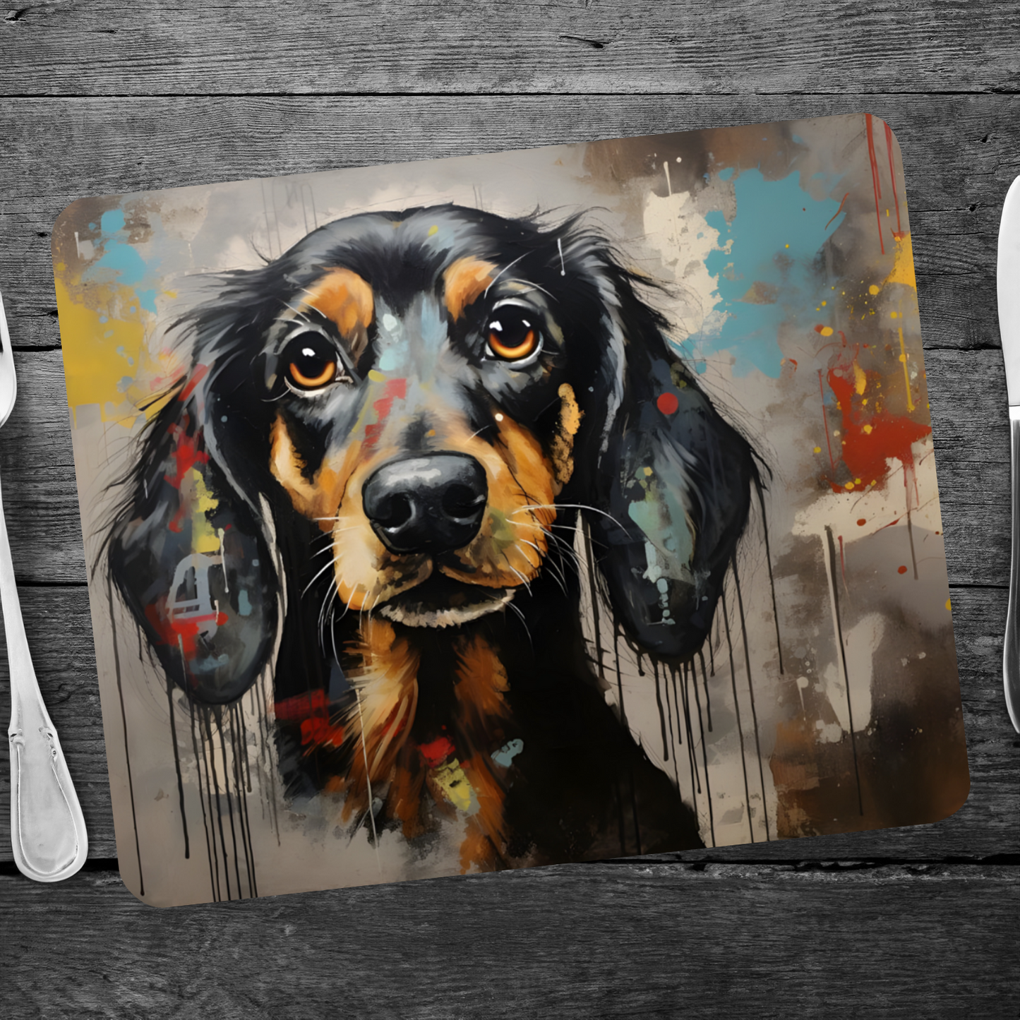 Dachshund Drip Wooden Placemat