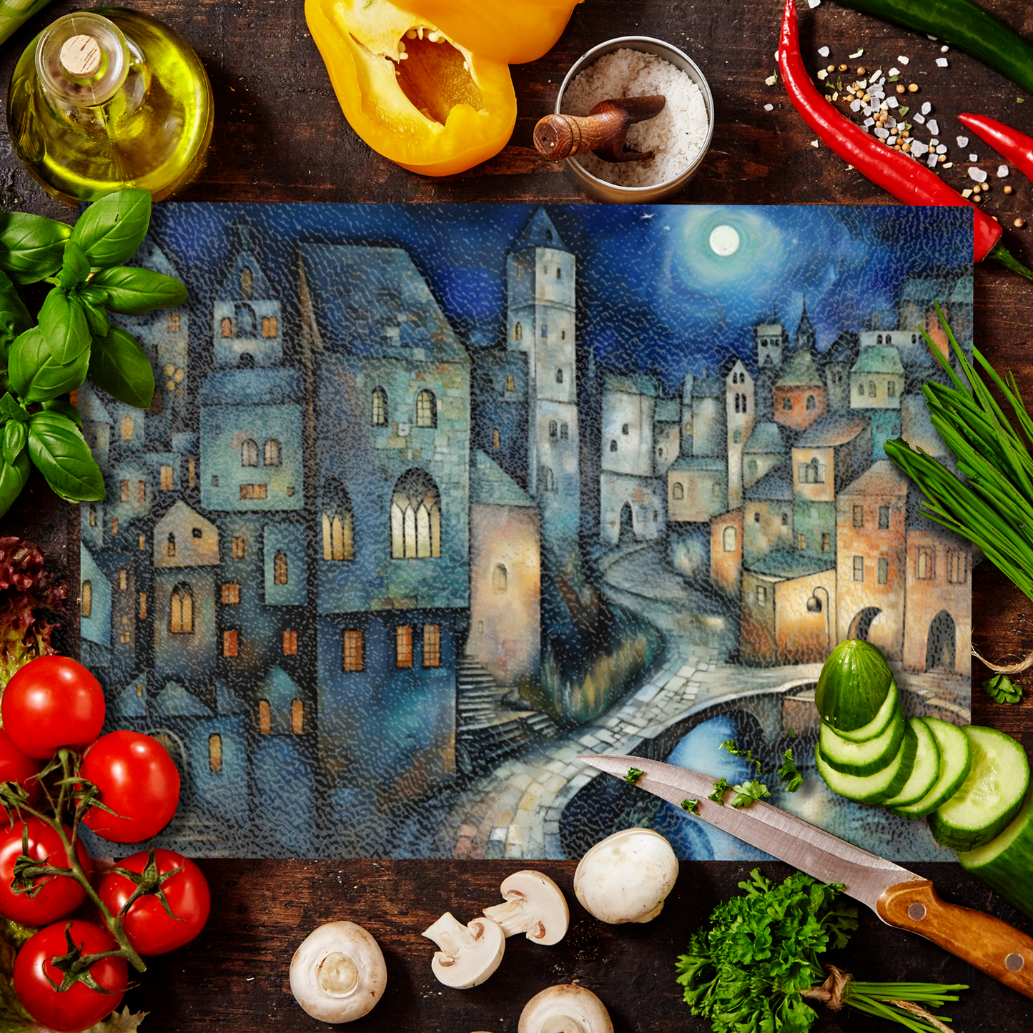 Lunar Enclave Textured Glass Chopping Boards