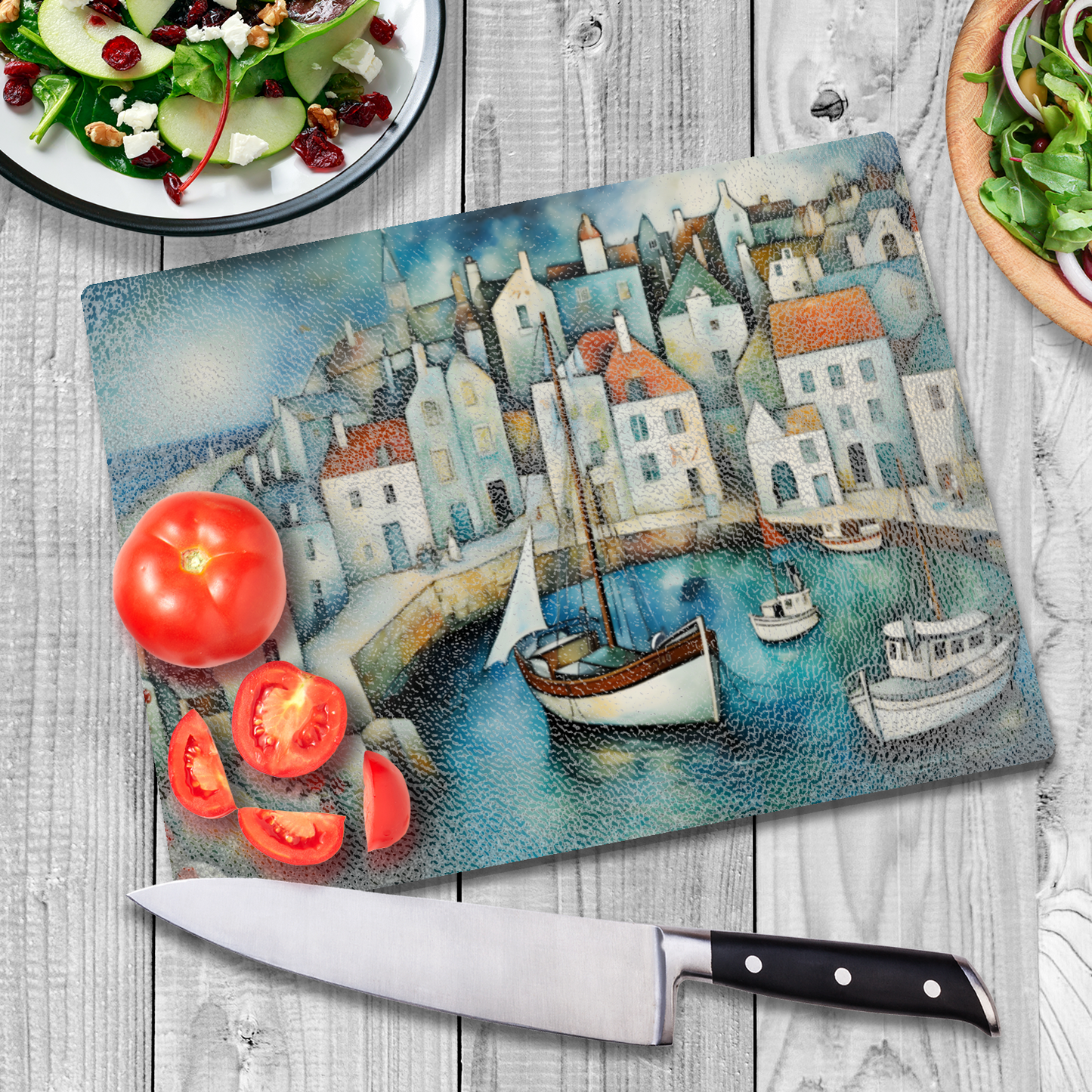 Harbour Hues Textured Glass Chopping Boards