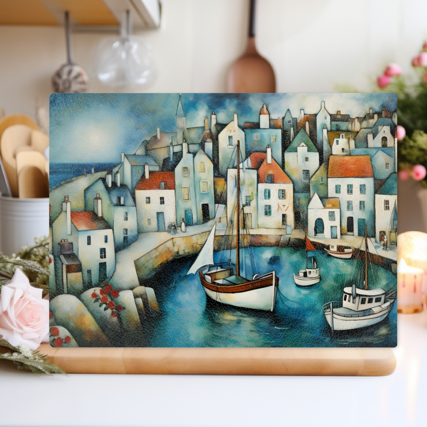 Harbour Hues Textured Glass Chopping Boards