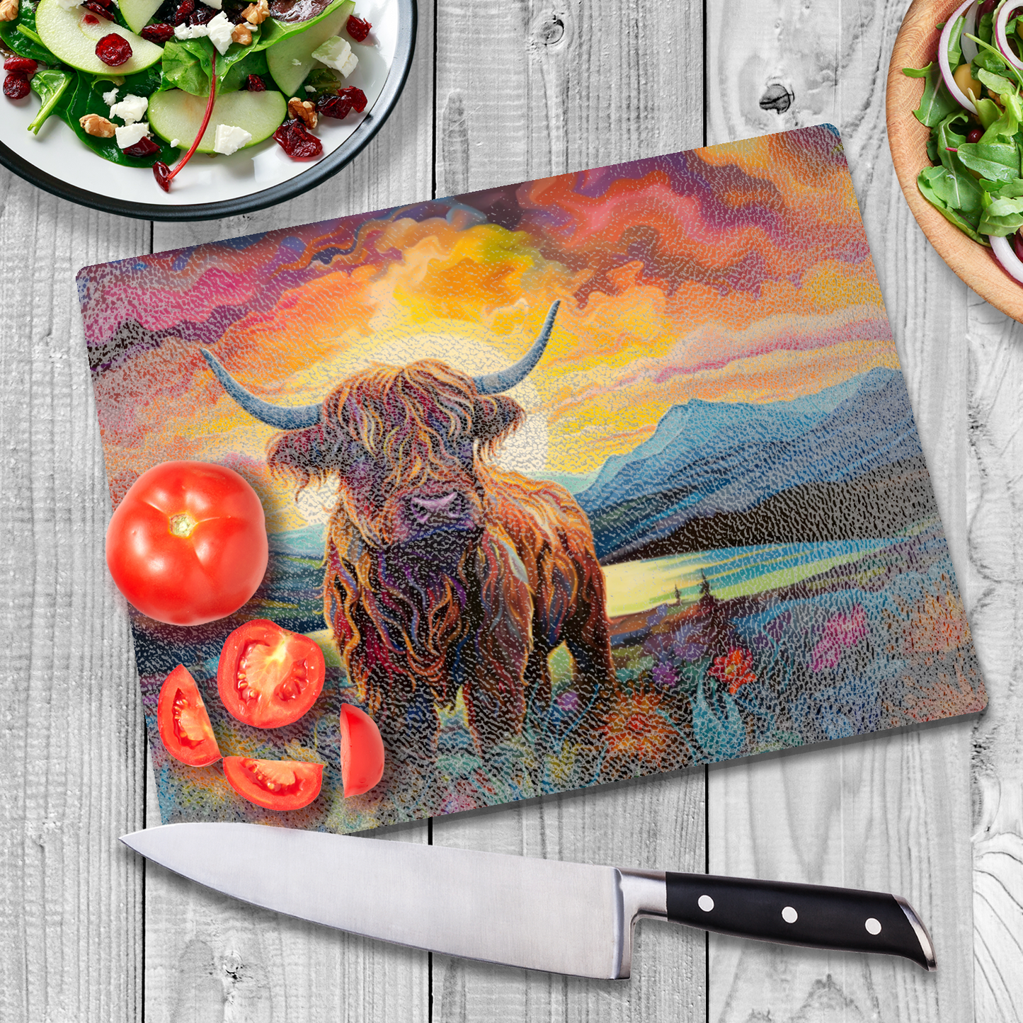 Highland Cow Textured Glass Chopping Boards