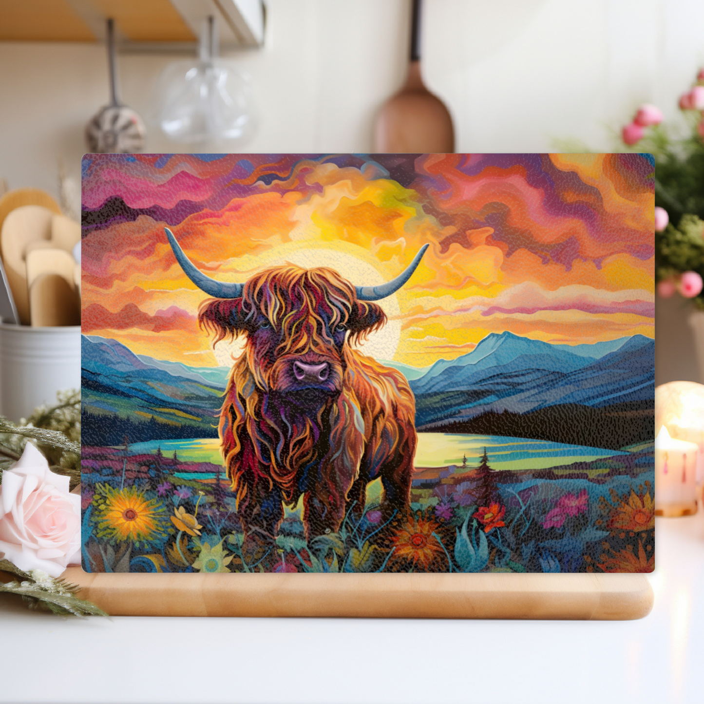 Highland Cow Textured Glass Chopping Boards