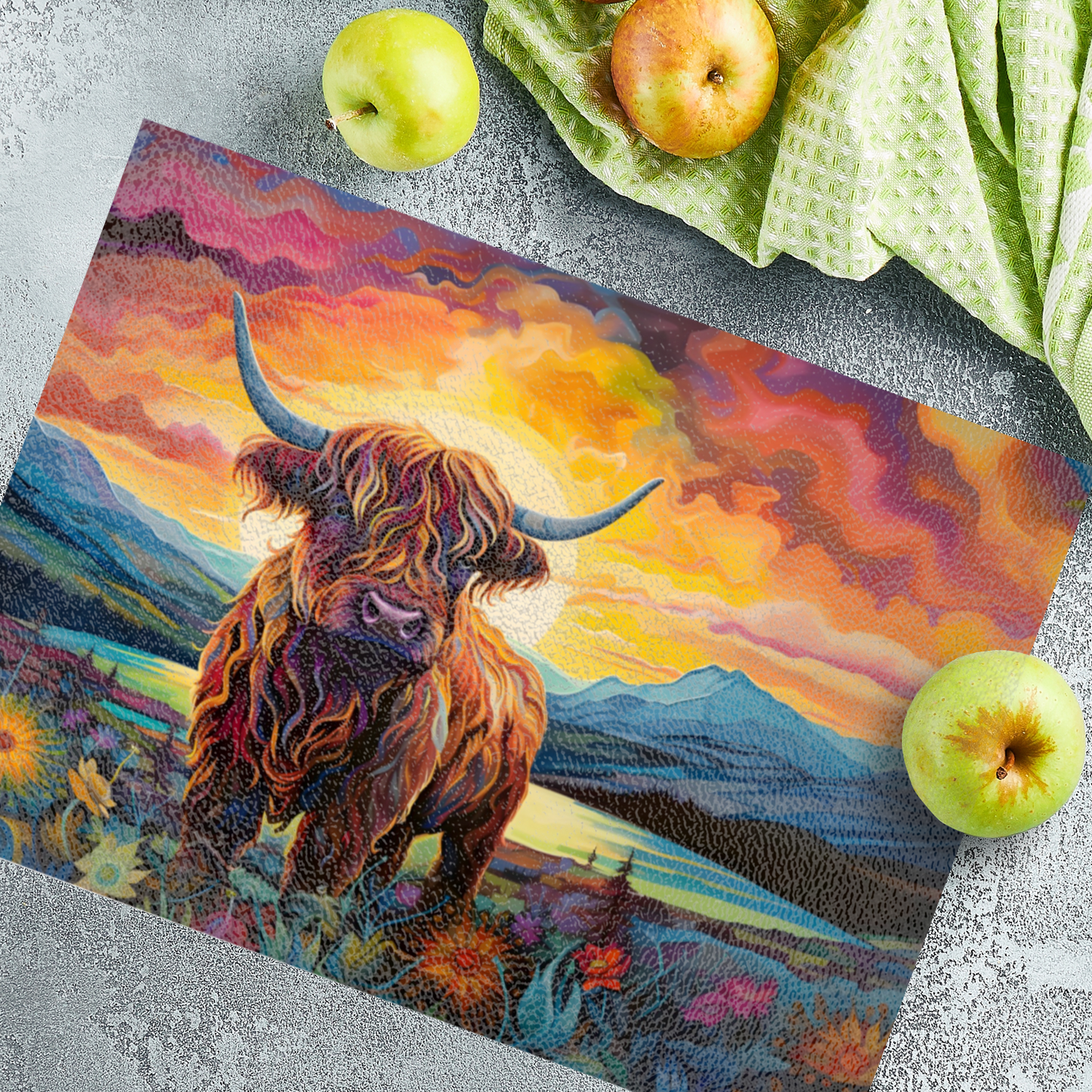 Highland Cow Textured Glass Chopping Boards