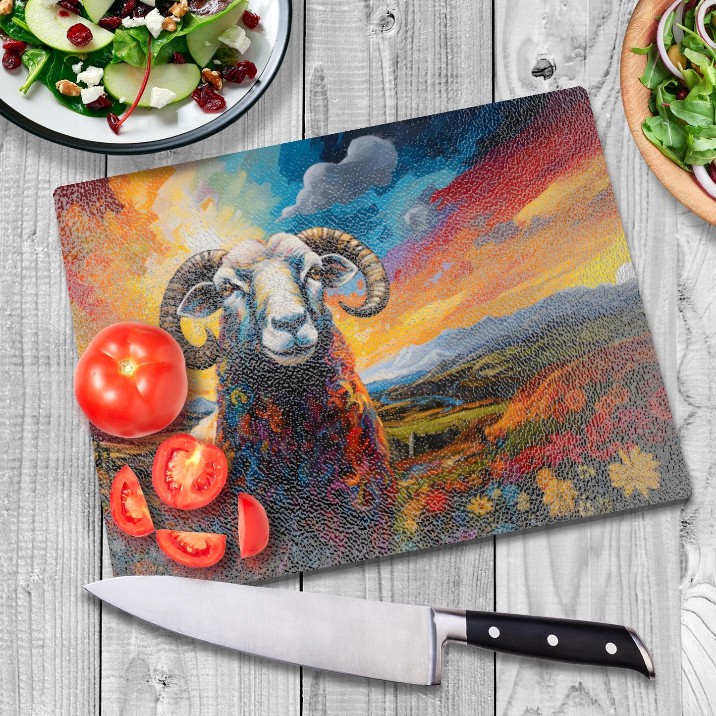 Black Faced Sheep Textured Glass Chopping Boards