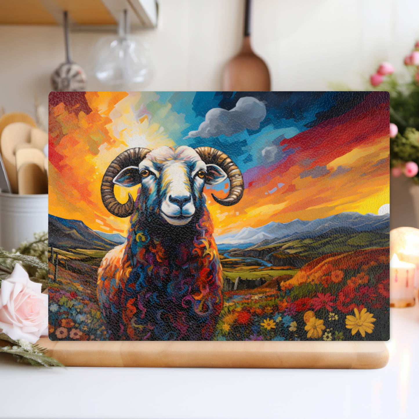 Black Faced Sheep Textured Glass Chopping Boards