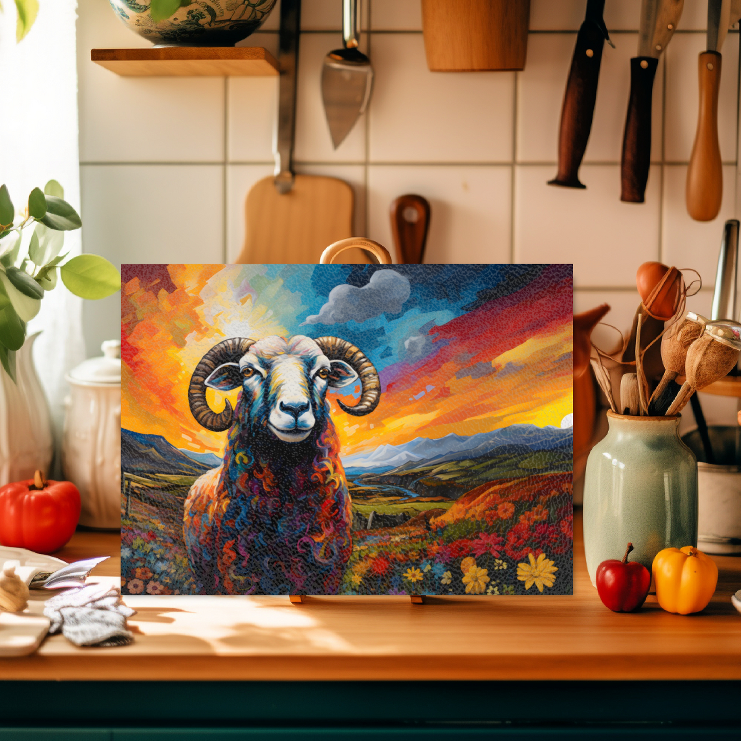 Black Faced Sheep Textured Glass Chopping Boards