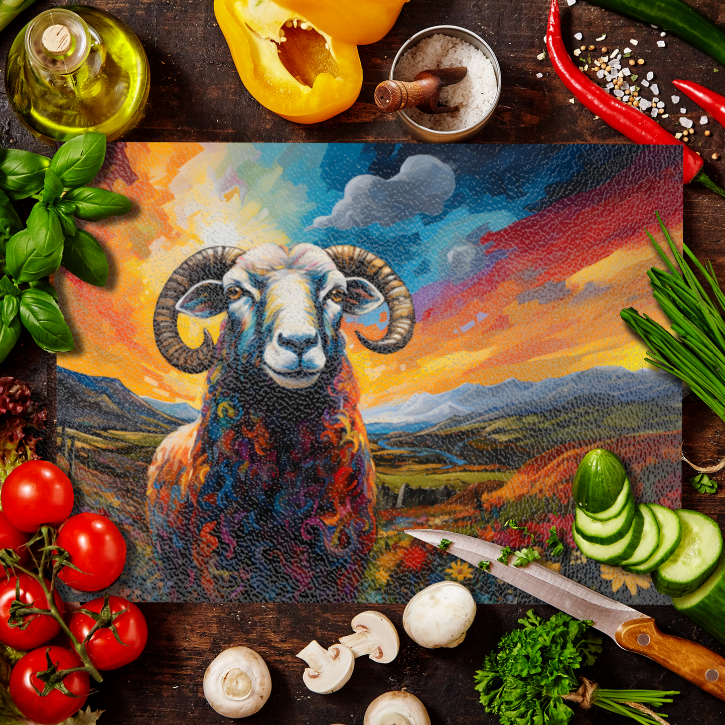 Black Faced Sheep Textured Glass Chopping Boards