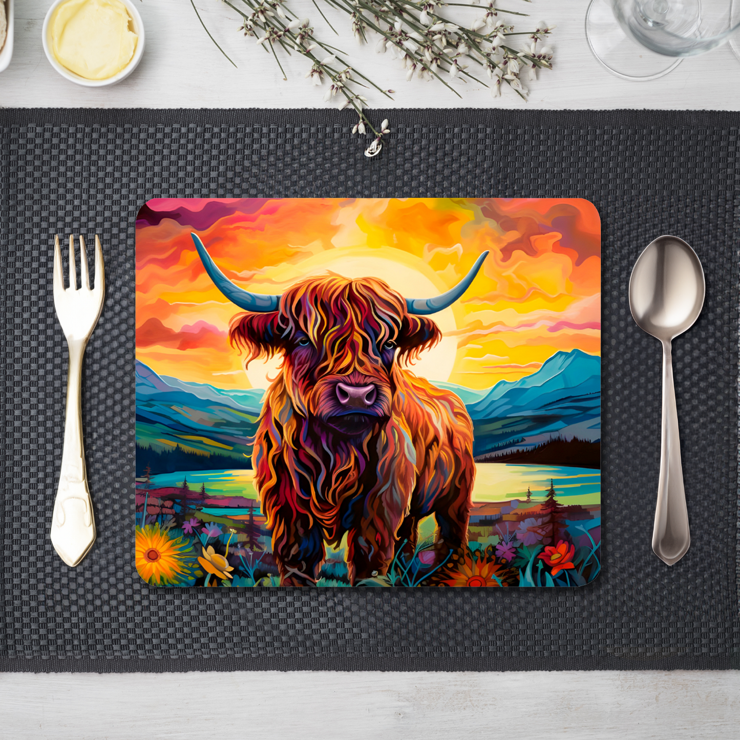 Highland Cow Wooden Placemat