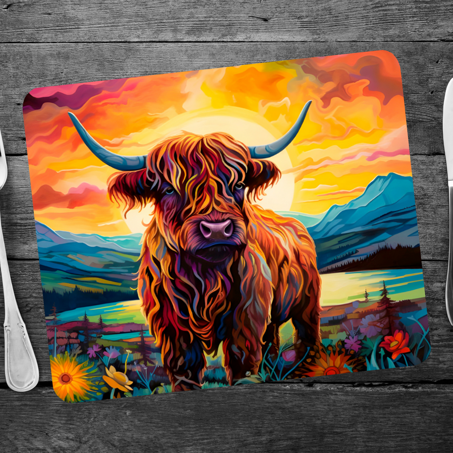 Highland Cow Wooden Placemat
