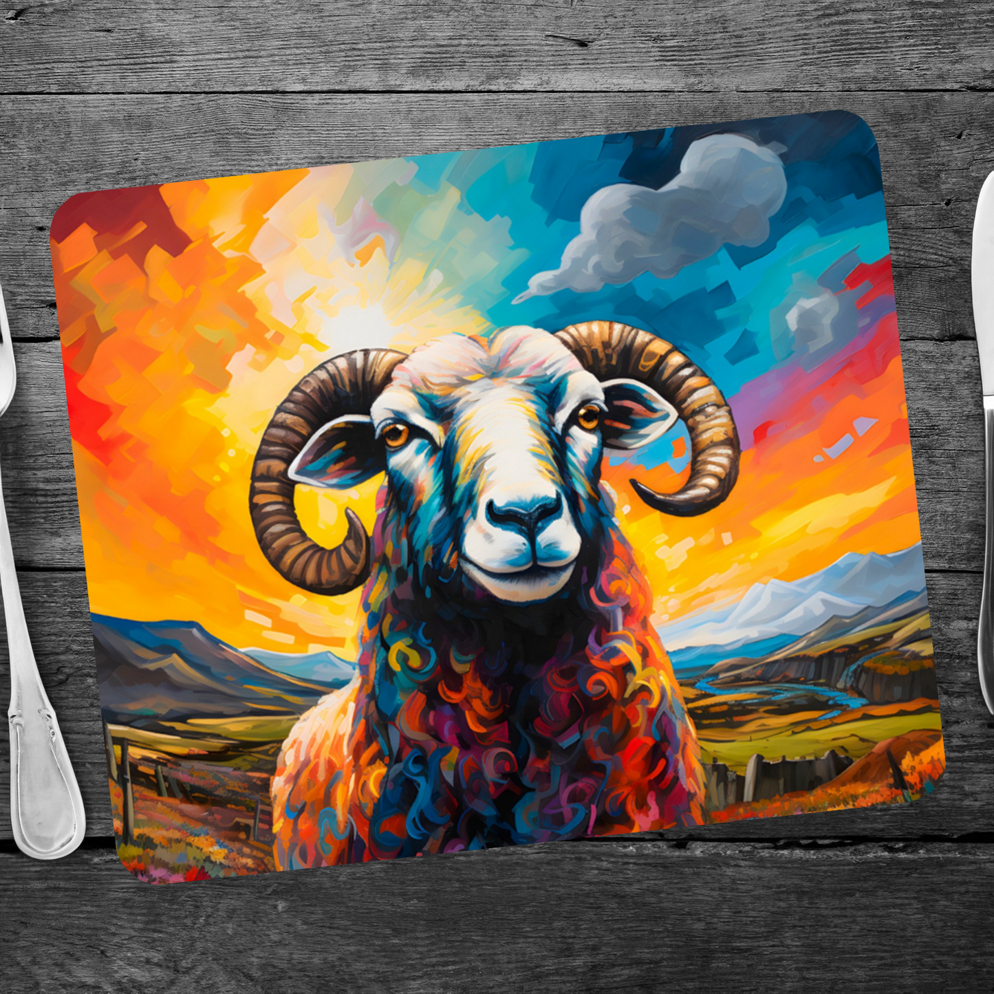 Blackfaced Sheep Wooden Placemat