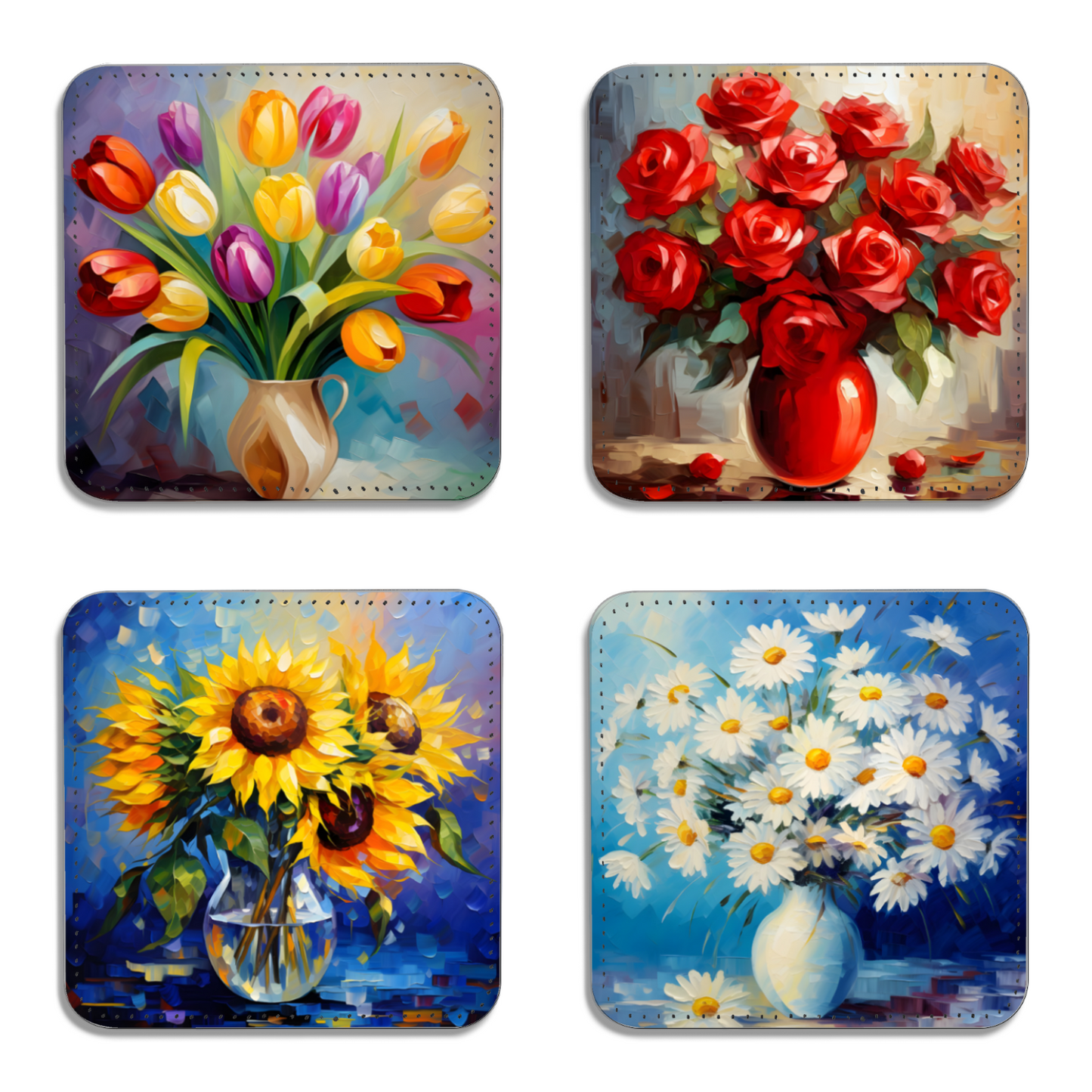 Palette of Poise Set Of 4 PU Leather Coasters