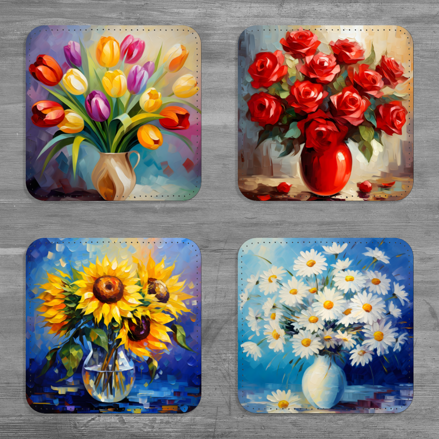 Palette of Poise Set Of 4 PU Leather Coasters