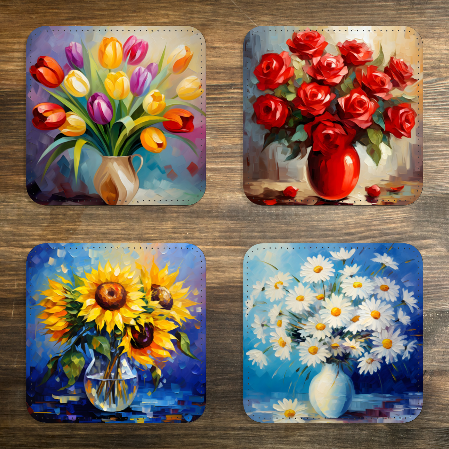 Palette of Poise Set Of 4 PU Leather Coasters