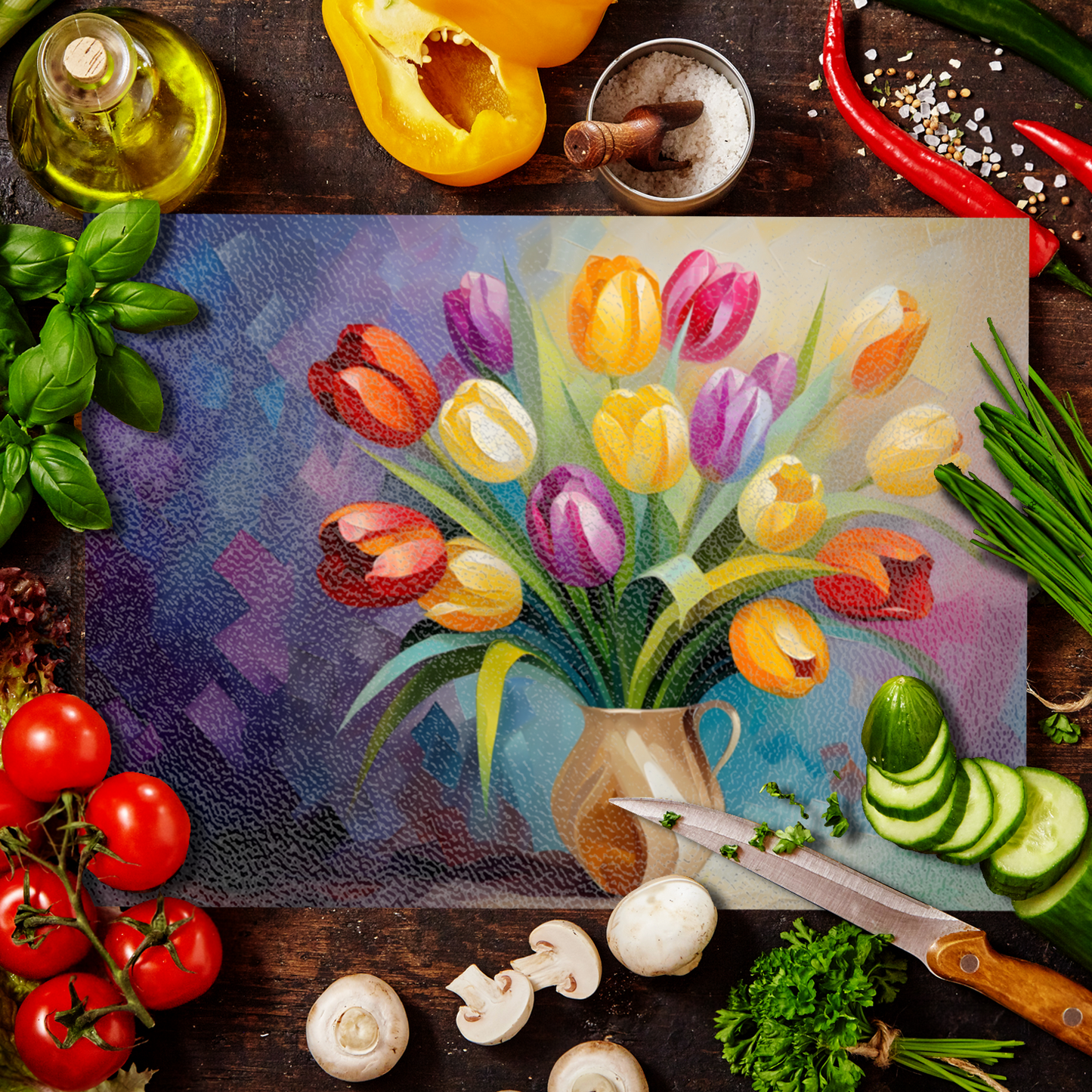 Kaleidoscope of Elegance Textured Glass Chopping Boards