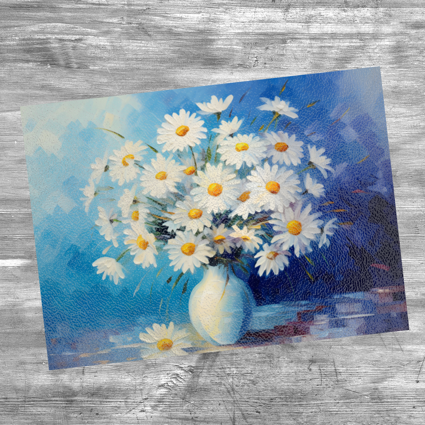 Sunlit Daisies in Blue Textured Glass Chopping Boards