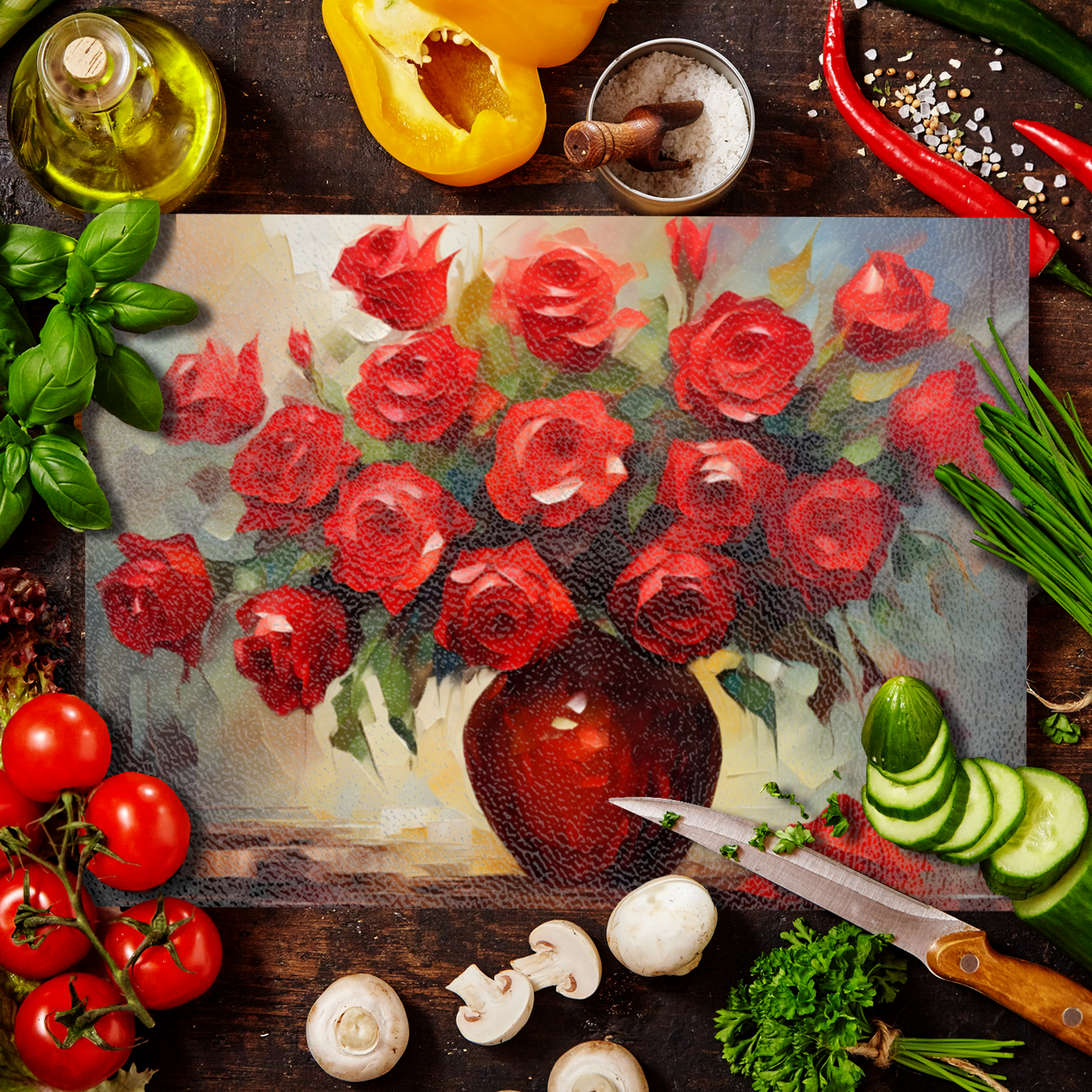 Vermilion Vitality Textured Glass Chopping Boards