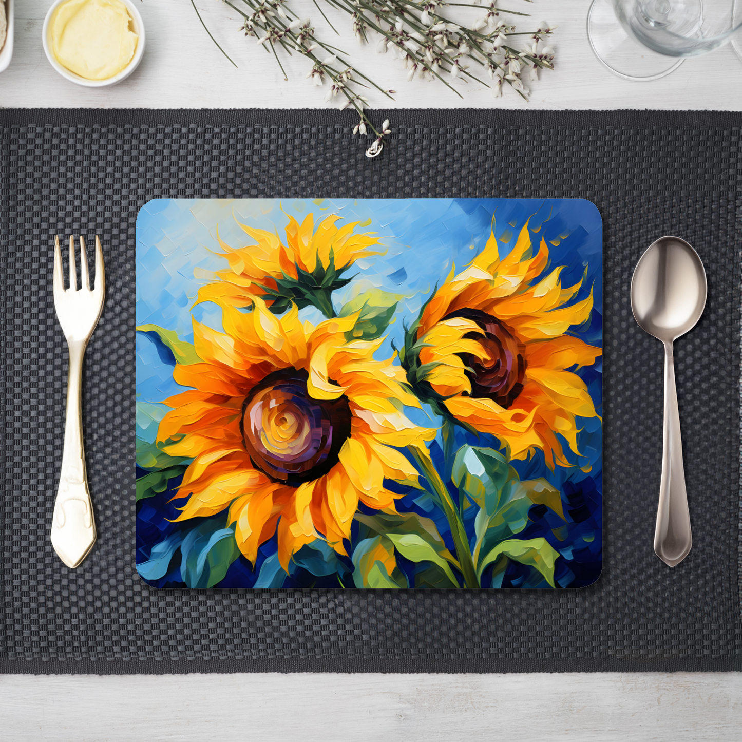 Azure Embrace Wooden Placemat