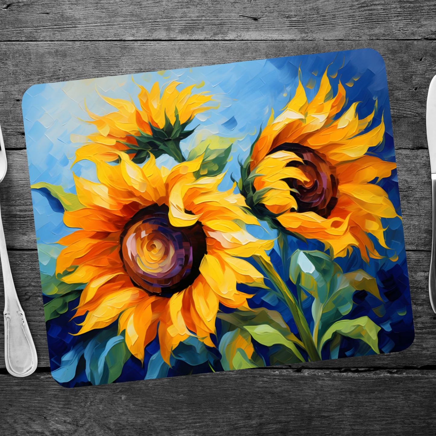 Azure Embrace Wooden Placemat