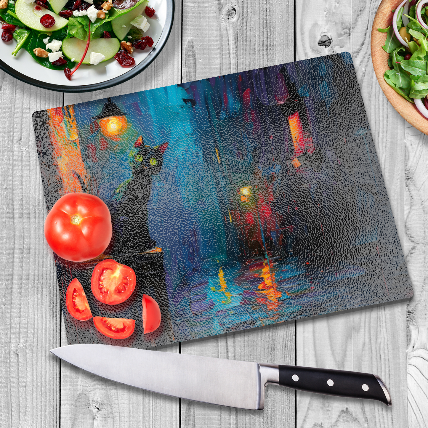 Nocturnal Guardian Textured Glass Chopping Boards