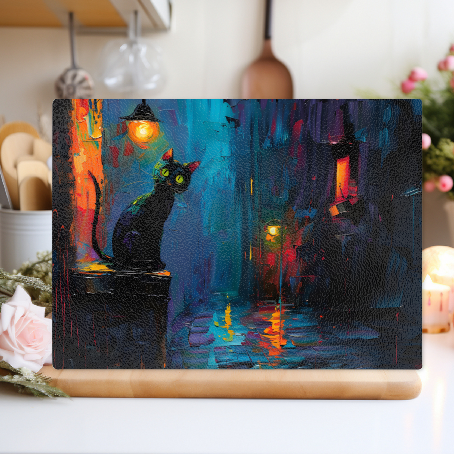 Nocturnal Guardian Textured Glass Chopping Boards