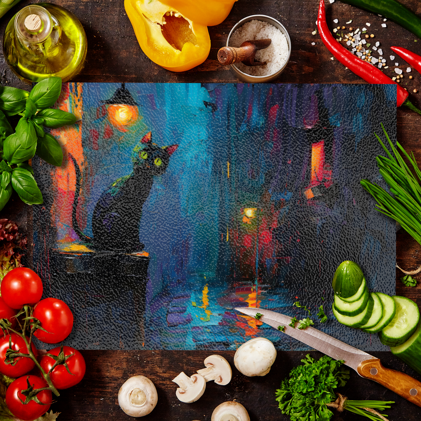 Nocturnal Guardian Textured Glass Chopping Boards