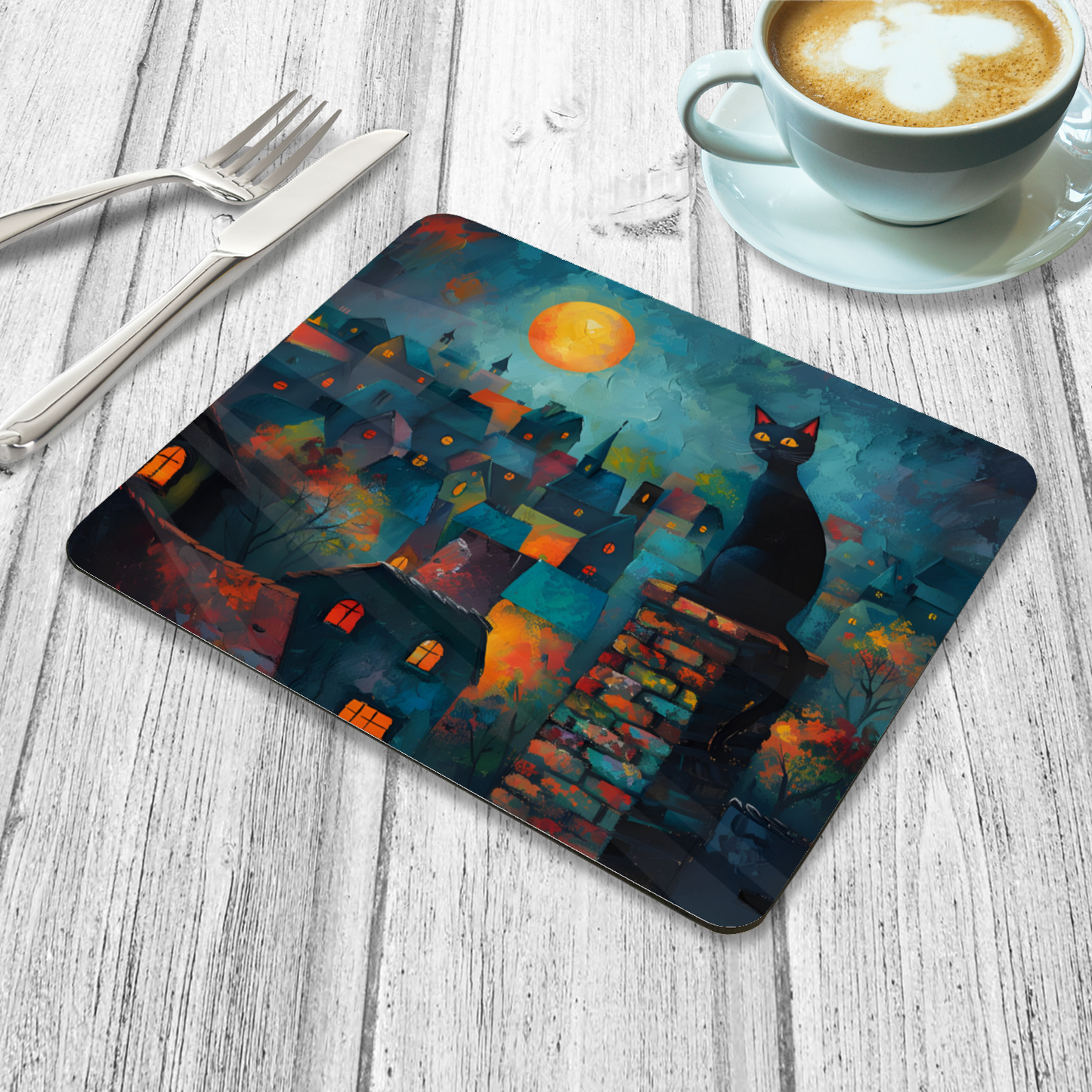 Twilight Over Rooftops Wooden Placemat