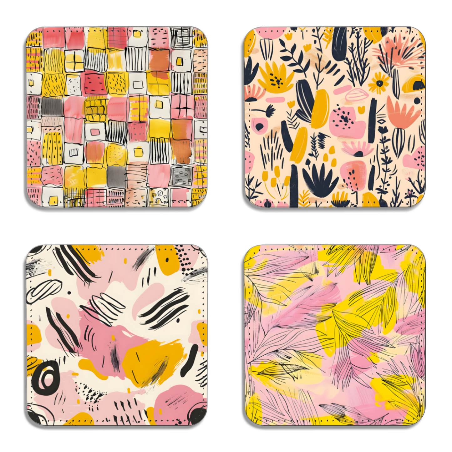 Whimsical Wildlife Set Of 4 PU Leather Coasters