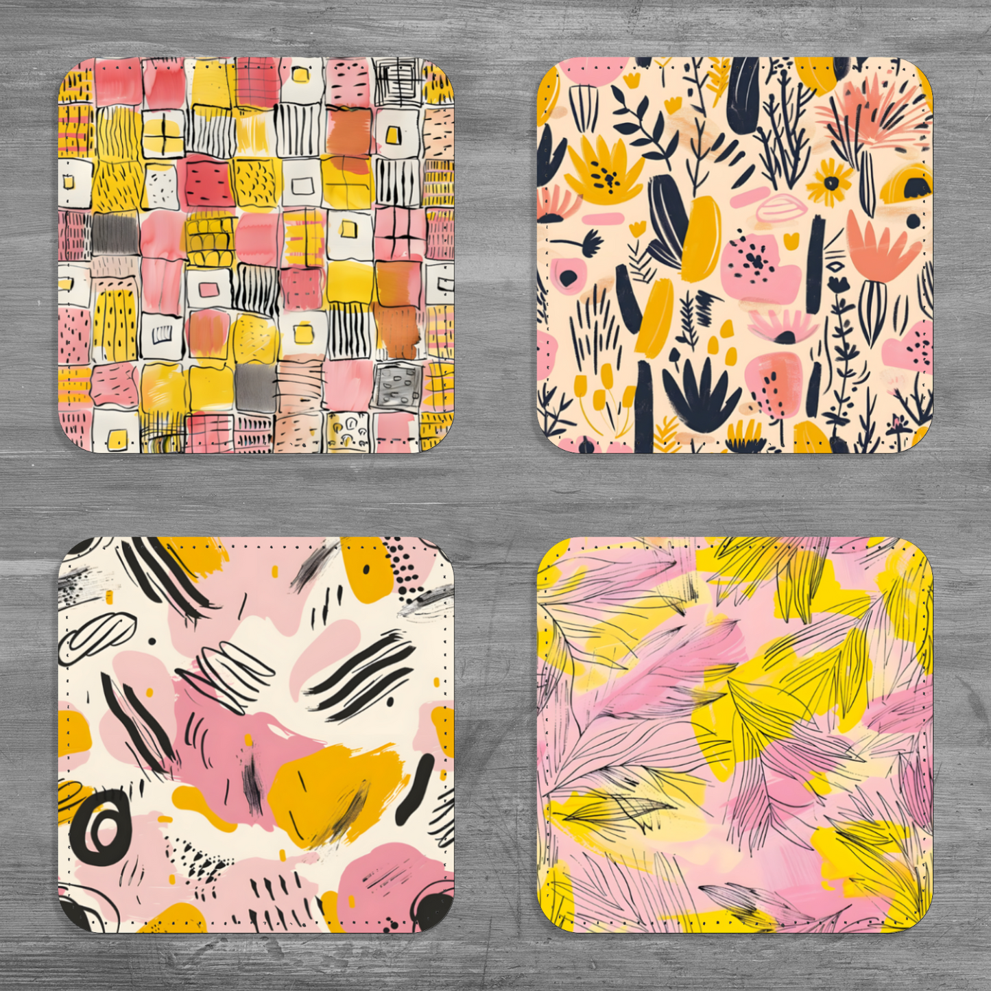 Whimsical Wildlife Set Of 4 PU Leather Coasters