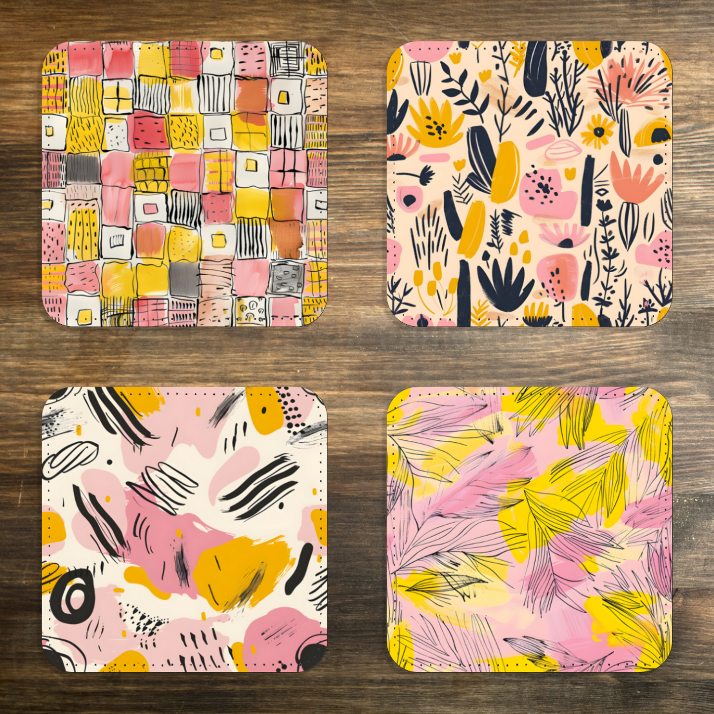 Whimsical Wildlife Set Of 4 PU Leather Coasters