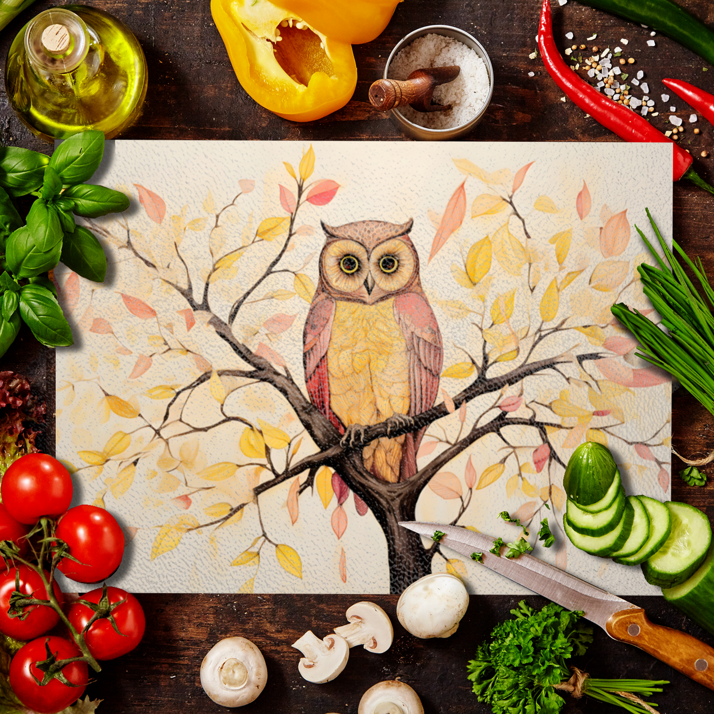 Owls Perch Textured Glass Chopping Boards