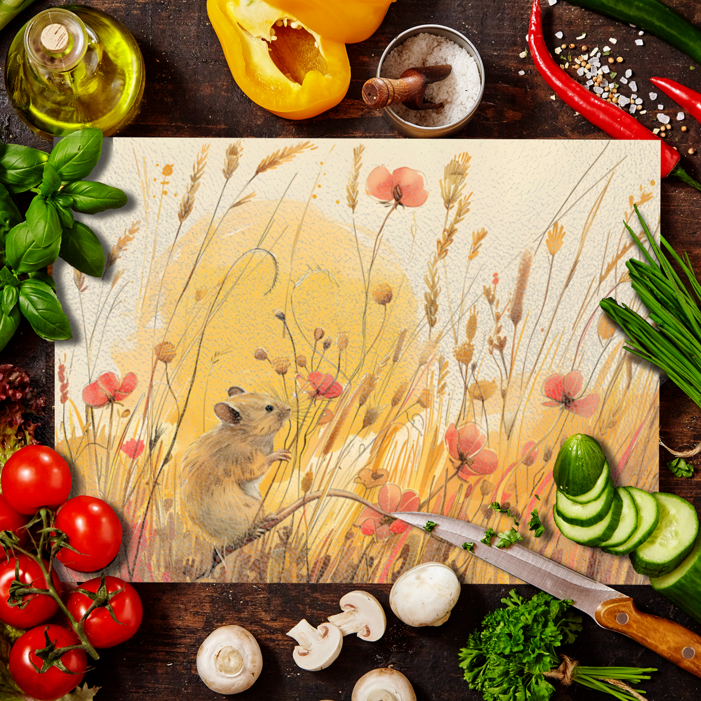 Meadow Mouse Textured Glass Chopping Boards