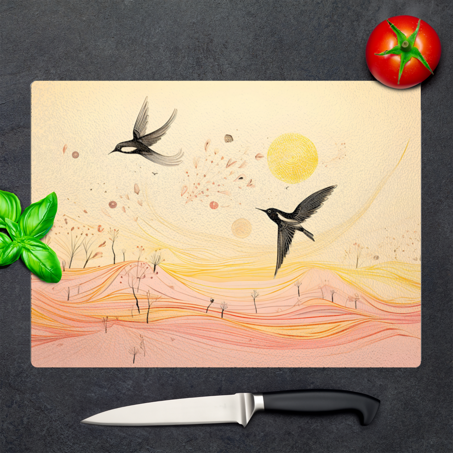 Harmony Of Swifts Textured Glass Chopping Boards