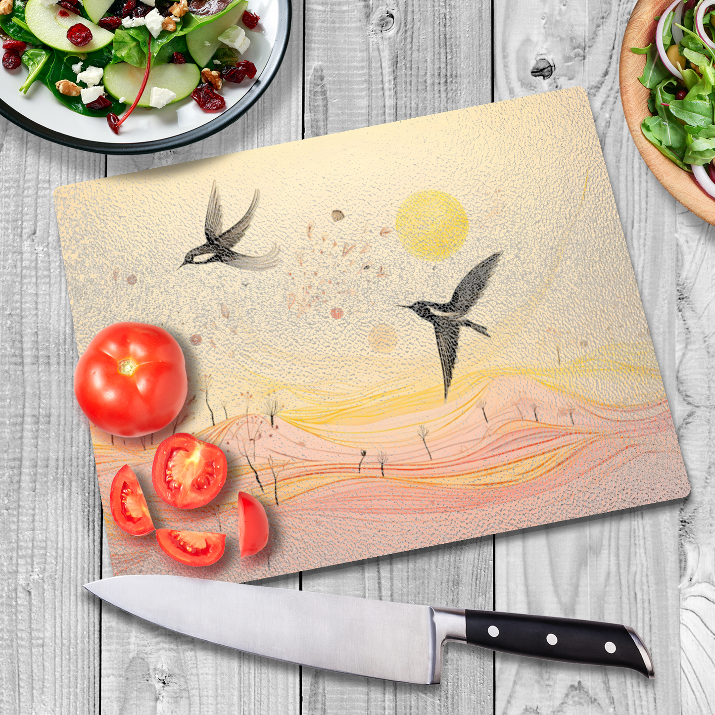 Harmony Of Swifts Textured Glass Chopping Boards