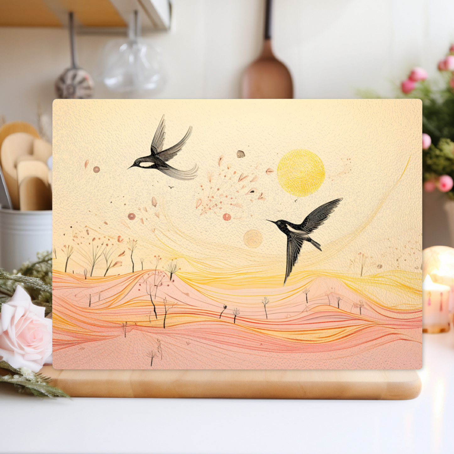 Harmony Of Swifts Textured Glass Chopping Boards