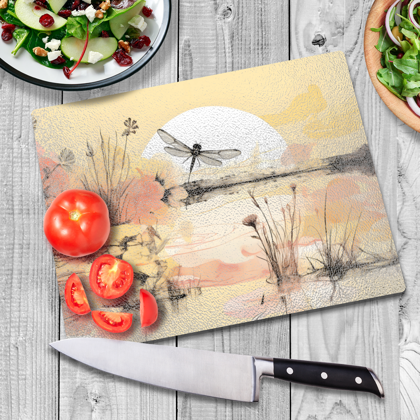 Dragonfly Reflections Textured Glass Chopping Boards