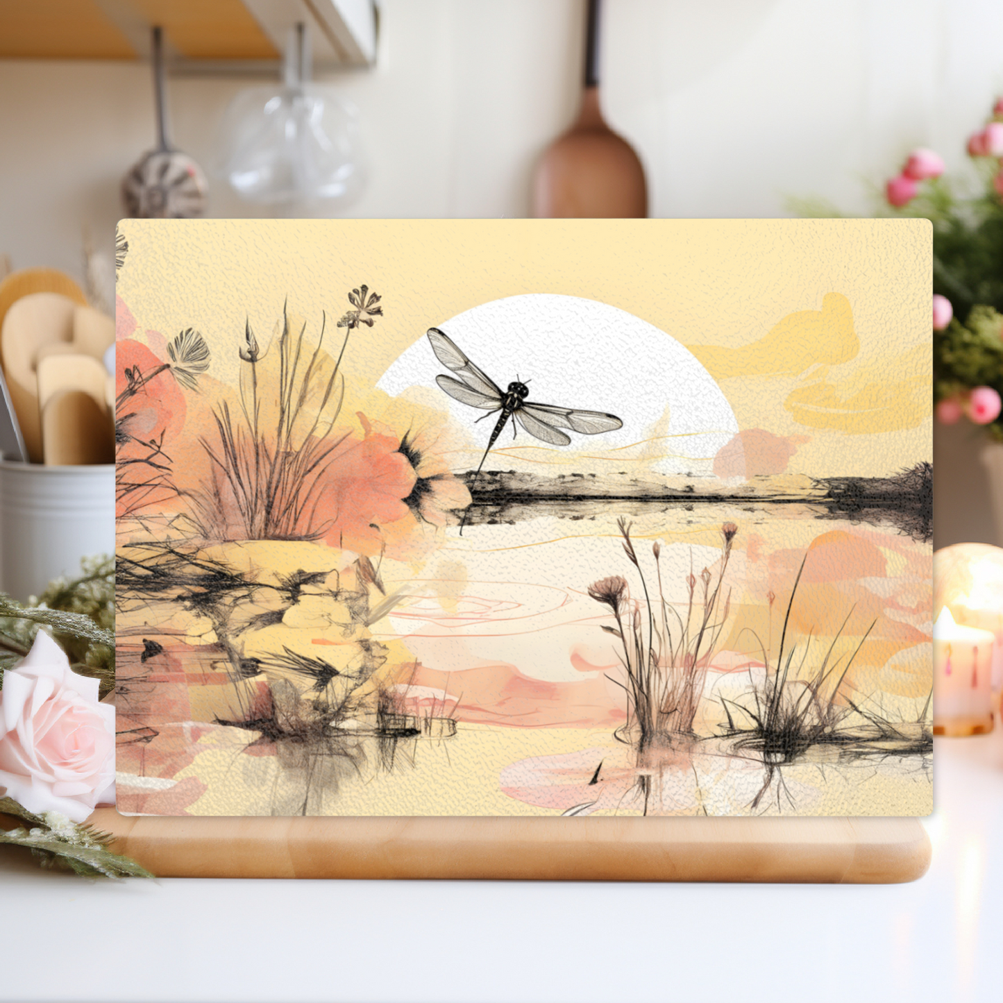 Dragonfly Reflections Textured Glass Chopping Boards