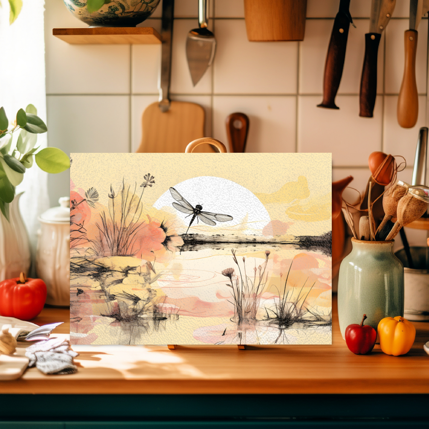 Dragonfly Reflections Textured Glass Chopping Boards