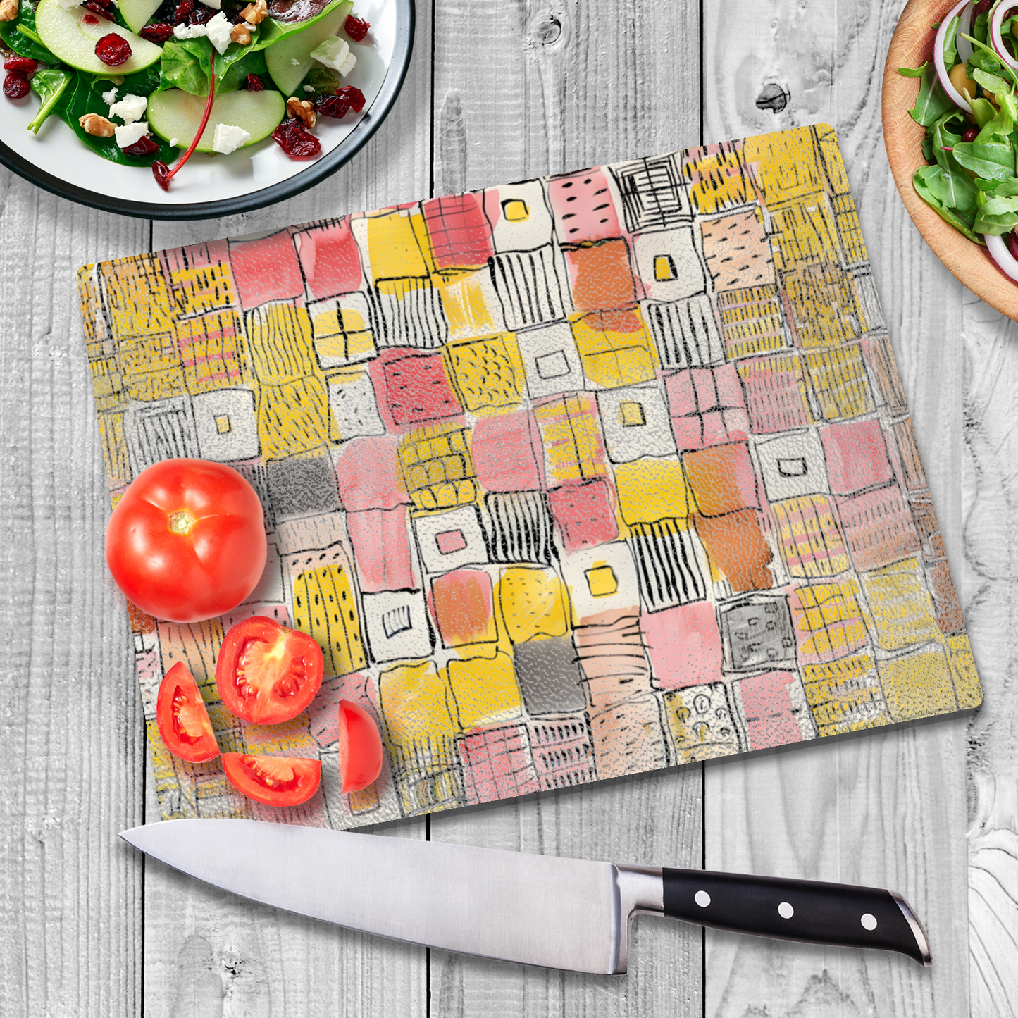 Patchwork Delight Textured Glass Chopping Boards