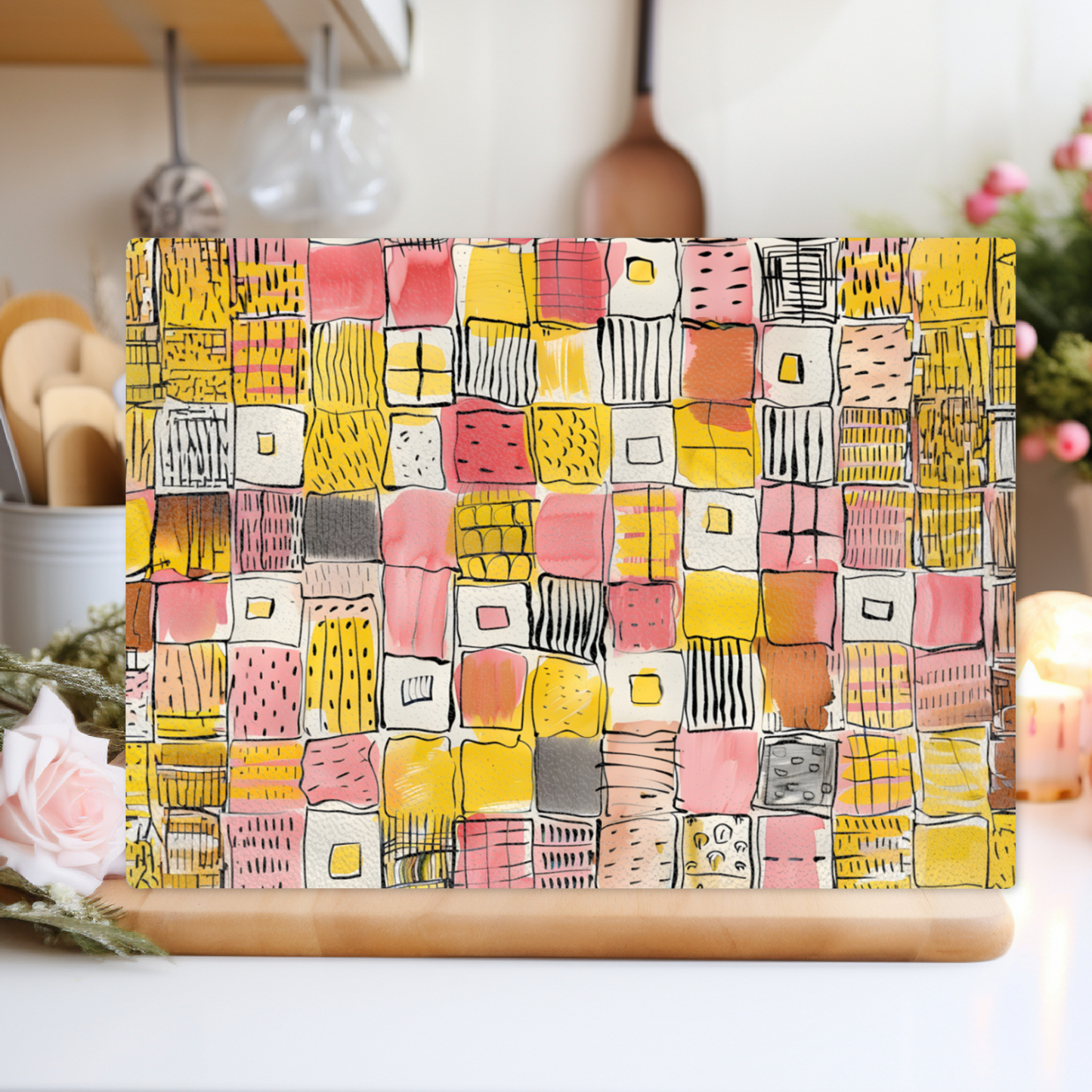 Patchwork Delight Textured Glass Chopping Boards