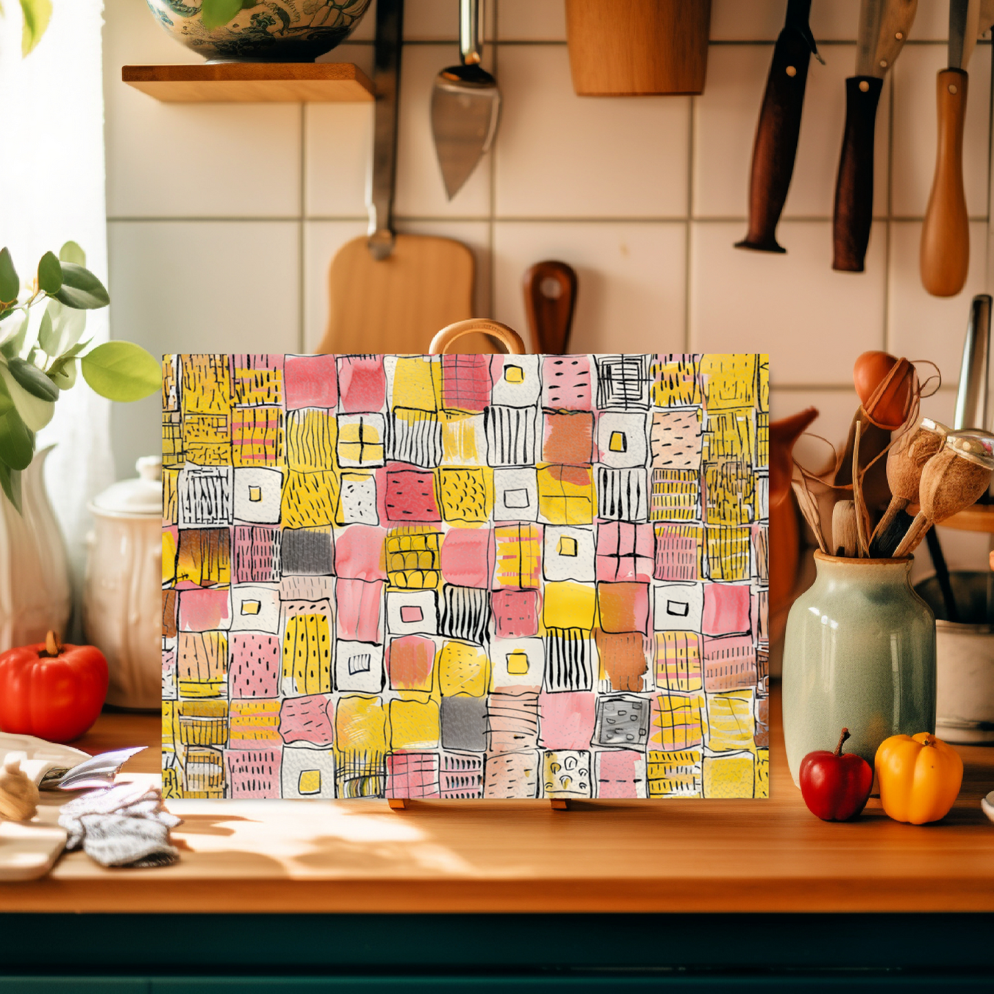 Patchwork Delight Textured Glass Chopping Boards